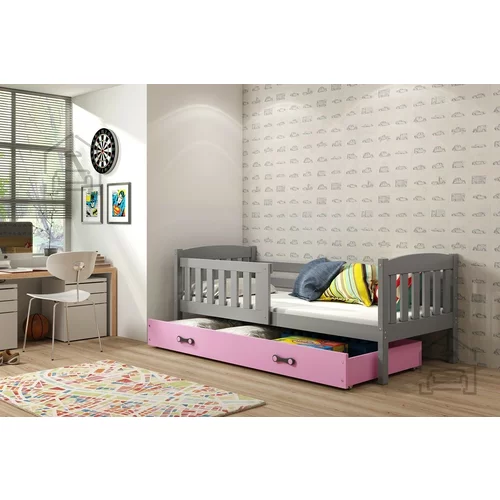 BMS Group Otroška postelja Kubus - 90x200 cm - grafit/roza