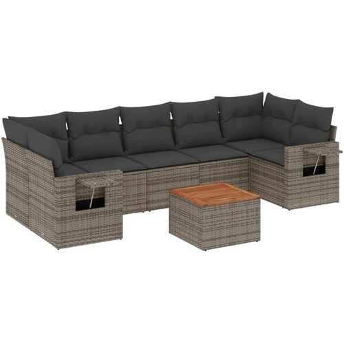 vidaXL 8-dijelni set vrtnih sofa od poliratana s jastucima sivi Cijene