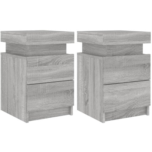 Maison Chic Dvo delni komplet Nočne omarice - Nočne mize z LED lučkami siva sonoma 35x39x55 cm, (21688950) Slike