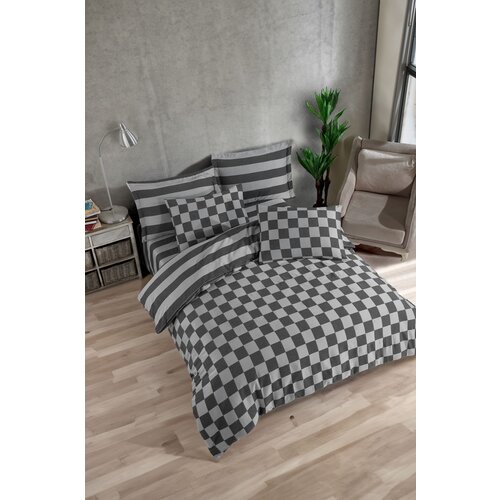 Aberto Design set Double posteljine Kareli Saten, 200x220cm, Smeđa Slike