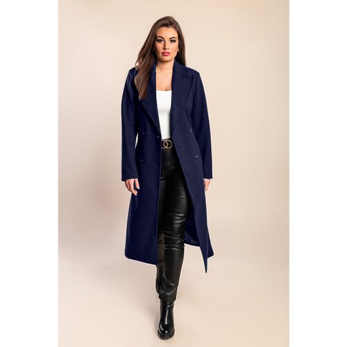 Fenzy Eleganten Dolg Plašč Z Gumbi, Temno Moder Cene