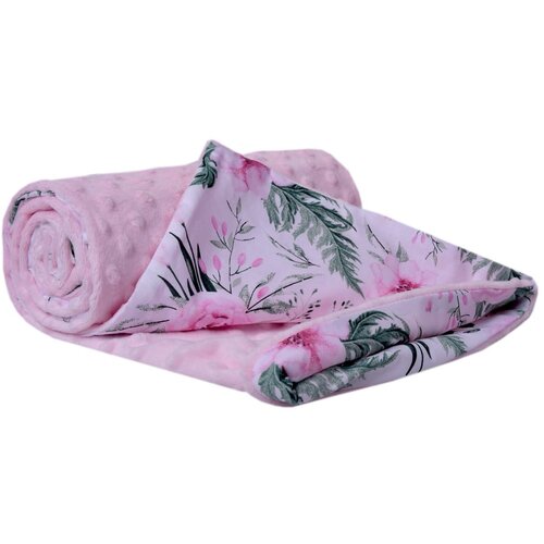 Medi Partners Blanket 75x100 cotton + minky &amp;ndash; Flowers + light pink minky Slike