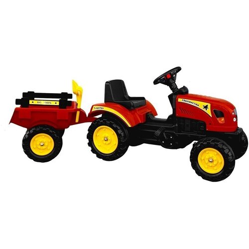 Lean_Toys Traktor s prikolico rdeča na pedale 135 cm Slike