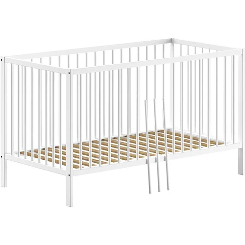 Vipack Bela otroška posteljica iz masivnega bora 60x120 cm DINO – Vipack Bela otroška posteljica iz masivnega bora 60x120 cm DINO –
