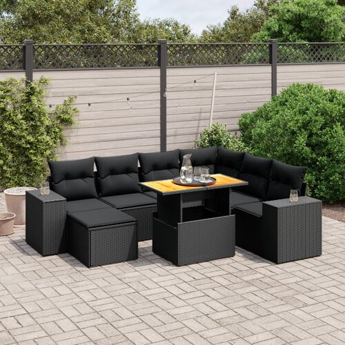 vidaXL 8-dijelni set vrtnih sofa od poliratana s jastucima crni Cijene