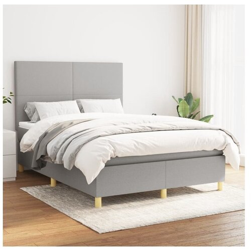  Box spring postelja z vzmetnico svetlo siva 140x200 cm blago Cene