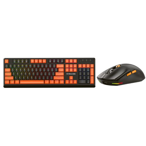 Yenkee Set mehanička tastatura USB i bežični miš WT300, 10000 DPI, Crno - narandžasti Cene