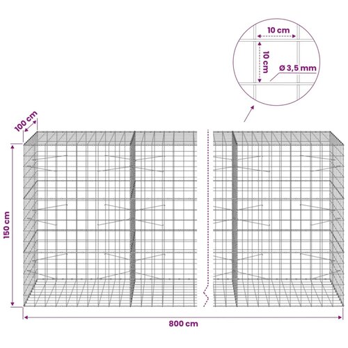  Gabion s žicom debljine 3 5 mm i mrežom 10x10 cm 800x100x150 cm - 100 cm 150 cm 800 x 230 cm Slike