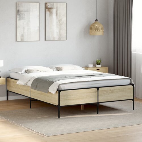 Furnova Posteljni okvir sonoma hrast 160x200 cm inž. les in kovina, (21936404) Slike