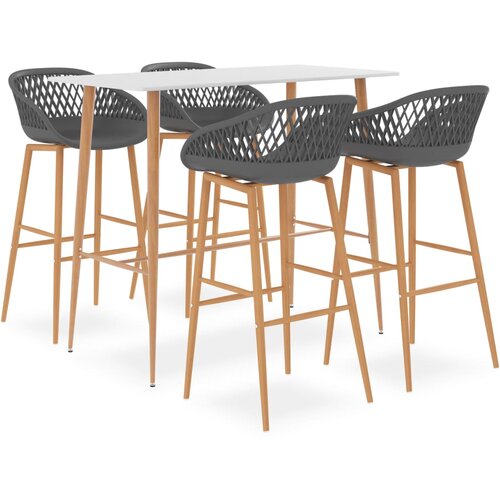 vidaXL Barska garnitura 5-delna bela in siva Cene