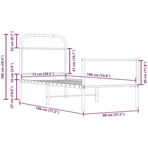 VidaXL Okvir kreveta bez madraca boja hrasta sonome 75 x 190 cm drveni Slike