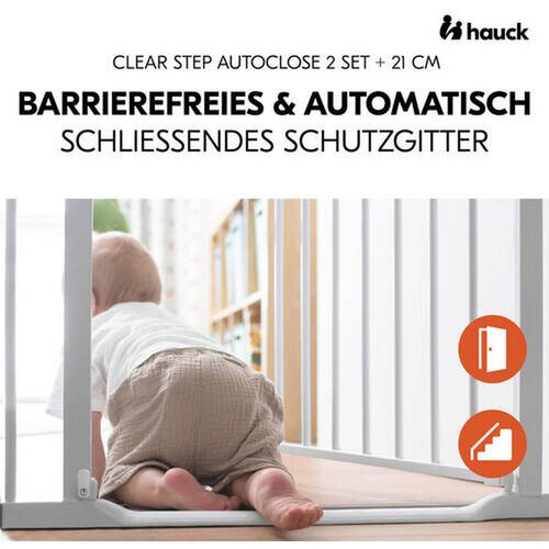 Hauck za&amp;scaron;titna ograda Clear Step 2 Set (75 - 80 cm) + 21 cm produžetak Bijela Slike