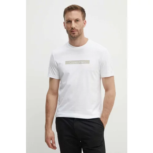 Calvin Klein Bombažna kratka majica moška, bela barva, K10K113110