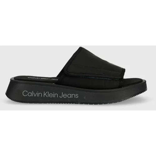 Calvin Klein Jeans Natikači PREFRESATO SANDAL SOFTNY ženski, črna barva, YW0YW00968