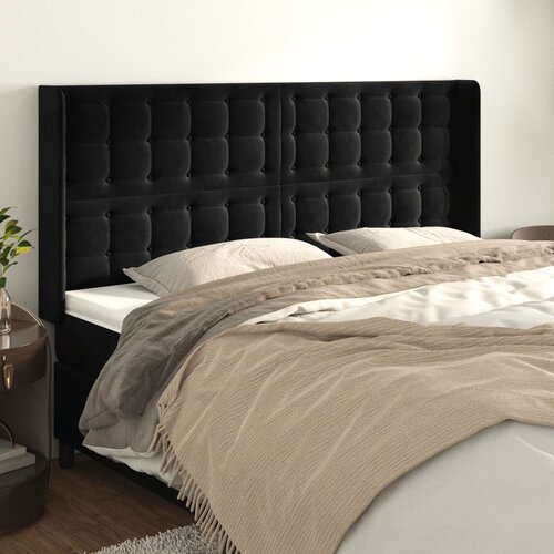 vidaXL Uzglavlje s ušima crno 163x16x118/128 cm baršunasto Cijene