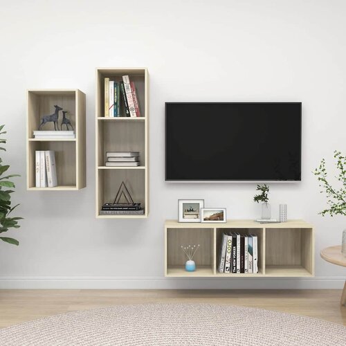  3-dijelni set TV ormarića boja hrasta sonome konstruirano drvo Cijene