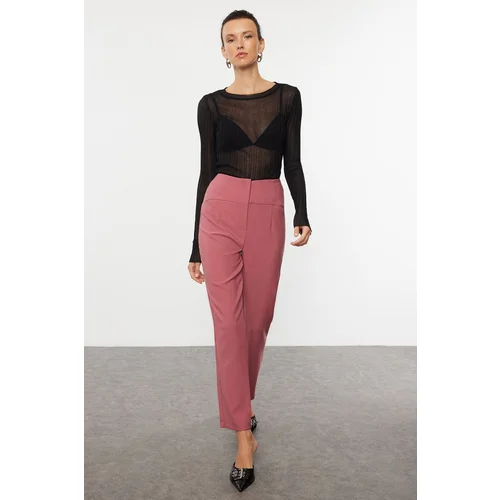 Trendyol Dark Dusty Rose Cigarette Skinny Leg Waist Seam Detailed Woven Trousers