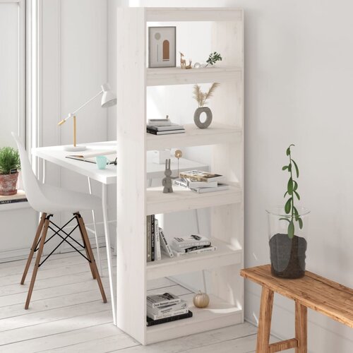 The Living Store Knjižna omara/pregrada bela 60x30x167,5 cm trdna borovina - Knjižna Omara, (21437098) Cene