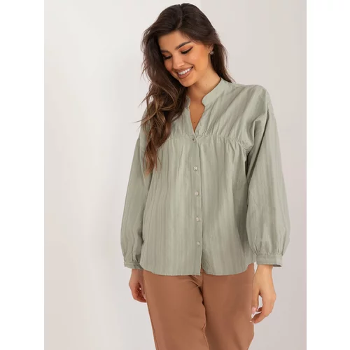 Fashion Hunters Khaki cotton oversize shirt with button fastening