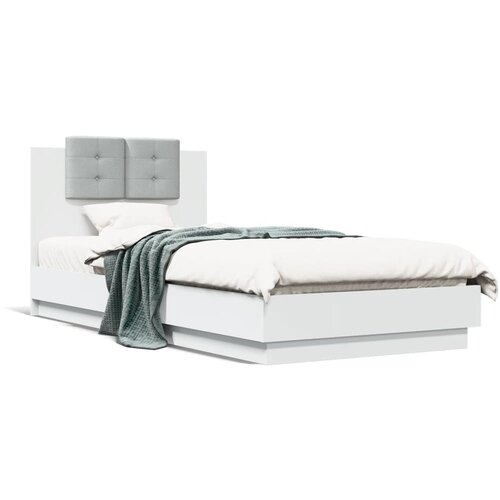 VidaXL Okvir za krevet s uzglavljem i LED svjetlima bijeli 90x200 cm Slike