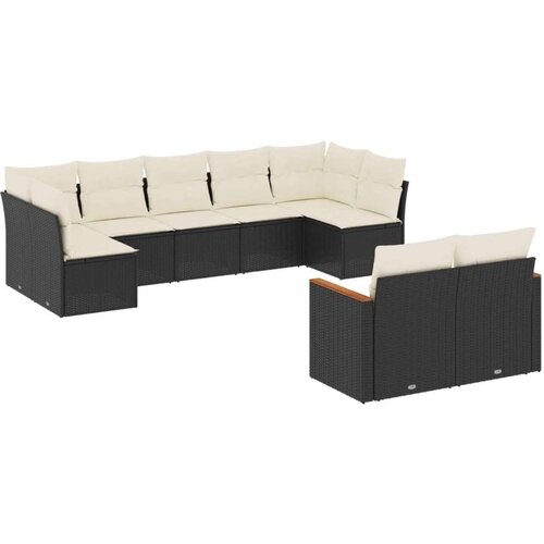 VidaXL 9-dijelni set vrtnih sofa s jastucima crni od poliratana Slike