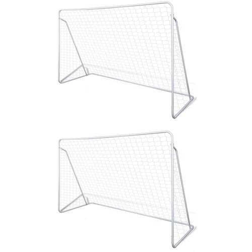 VidaXL Mreže za nogometni gol čelične 2 kom 240 x 90 x 150 cm Slike