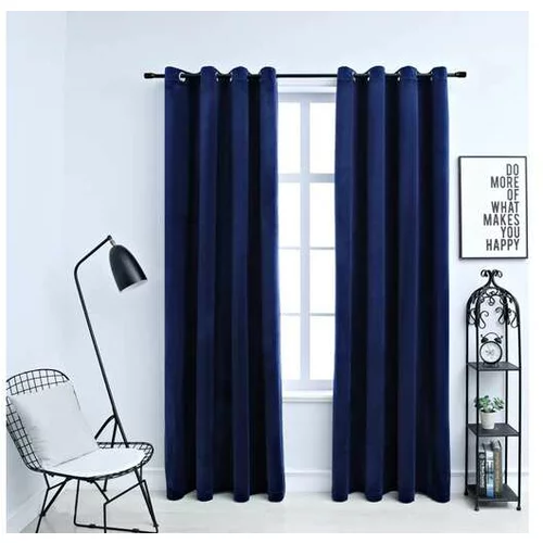  Zatemnitvene zavese z obročki 2 kosa žamet temno modre 140x175