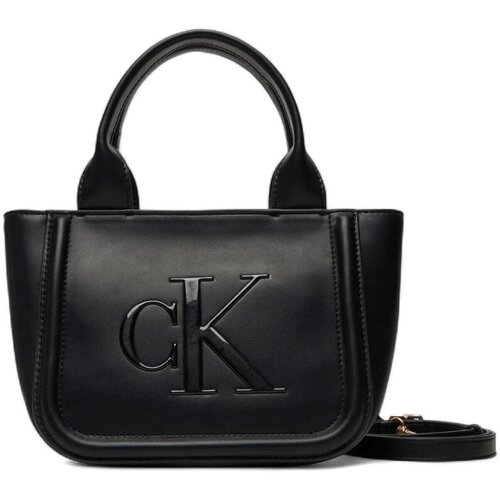 Calvin Klein Jeans Torbe RAISED CK SMALL TOTE WITH STRAP LV04F3219G Črna Slike
