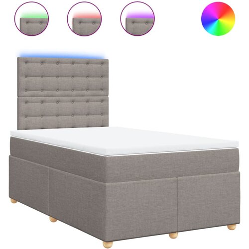 VidaXL Krevet s oprugama i madracem smeđesivi 120 x 200 cm od tkanine Slike