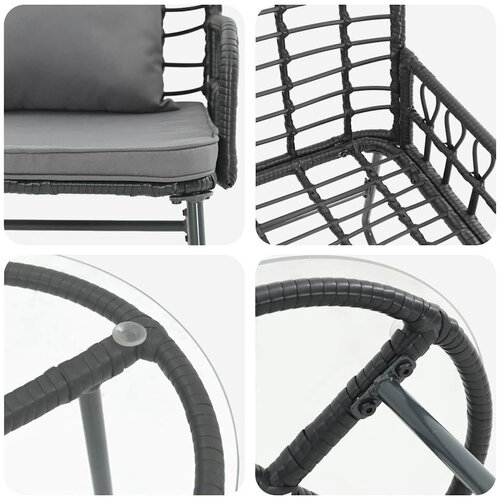  Vrtni set za objed 3 pcs Crna i antracit poliratan Slike