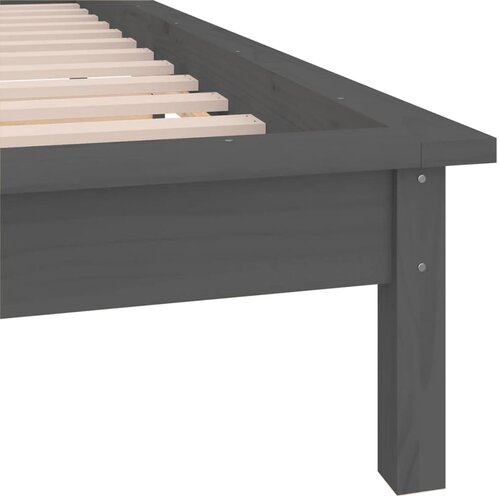  LED okvir za krevet sivi 90 x 200 cm od masivnog drva Slike