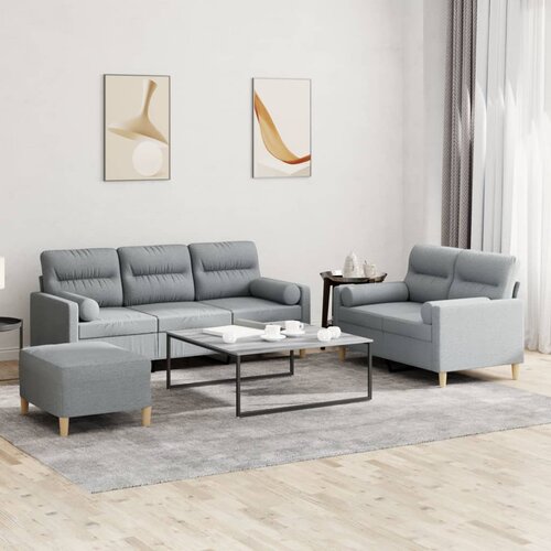  3-dijelni set sofa s jastucima svjetlosivi od tkanine Cijene
