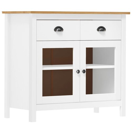 vidaXL Komoda Hill bela 90x40x80 cm trdna borovina Cene