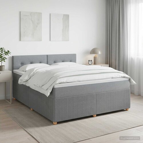  Boxspring krevet s madracem Svjetlosiva 180 x 200 cm Tkanina Cene