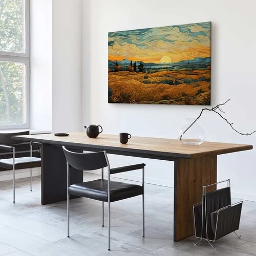  Slika - Impressionistic fields - painted golden landscape with fields of grain 90x60 Cene