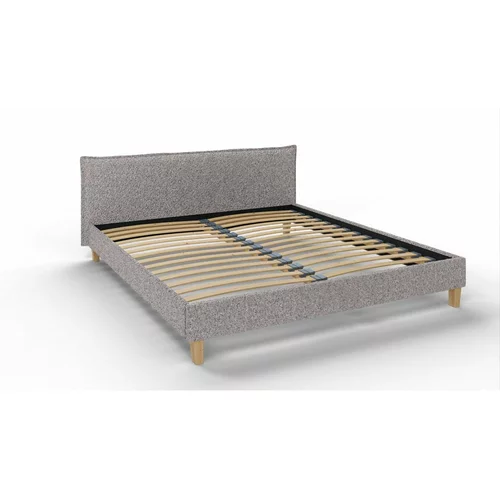Ropez Sivi tapecirani bračni krevet s podnicom 180x200 cm Tina -