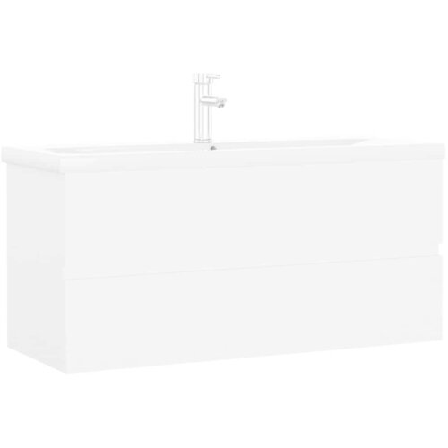  Ormarić s ugrađenim umivaonikom bijeli konstruirano drvo Bijela 100 x 38.5 x 45 cm Slike