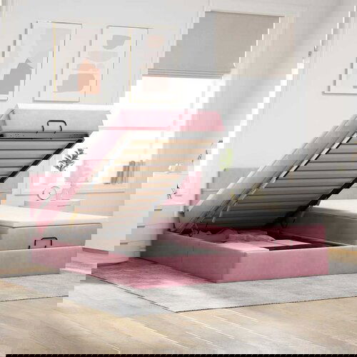 VidaXL Okvir kreveta s madracima ružičasti 180x200cm bar&amp;scaron;unasti Slike