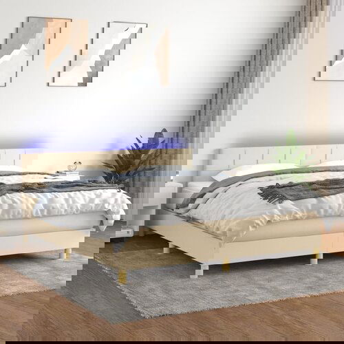  The Living Store Box spring postelja z vzmetnico LED krem 180x200 cm blago - Box Spring Postelja, (21440299) Slike