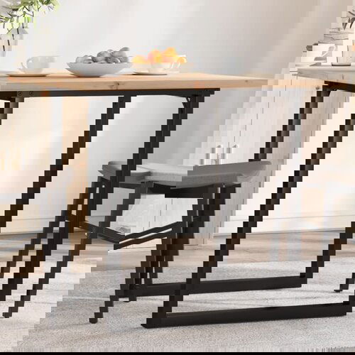 vidaXL Jedilna miza O okvir 90x90x75,5 cm trdna borovina lito železo Cene