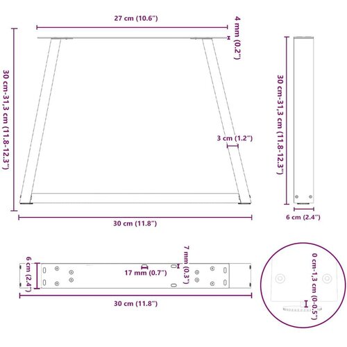  Noge blagovaonskog stola V-oblika 2 kom antracit 30x(30-31 3)cm Slike