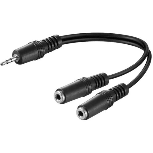 Goobay 3,5 mm avdio adapter za Y kabel 1x moški na 2x ženski stereo, 0,2m Cene