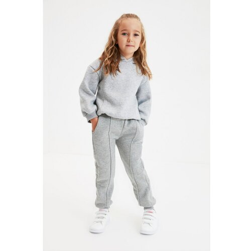 Trendyol Gray Basic Jogger Girls' Raised Knitted Thick Sweatpants Slike
