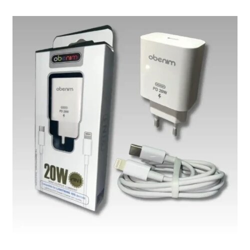 Obenim OBA-10 2.1A 2u1 sa za Iphone lightning sa kablom beli kucni punjac fast Cene
