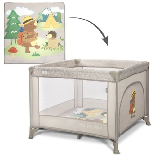 Lorelli Play&amp;amp;Relax ogradica za bebe Beige camping Slike