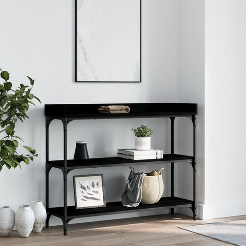 vidaXL Konzolna mizica s policami črna 100x30x80 cm Cene