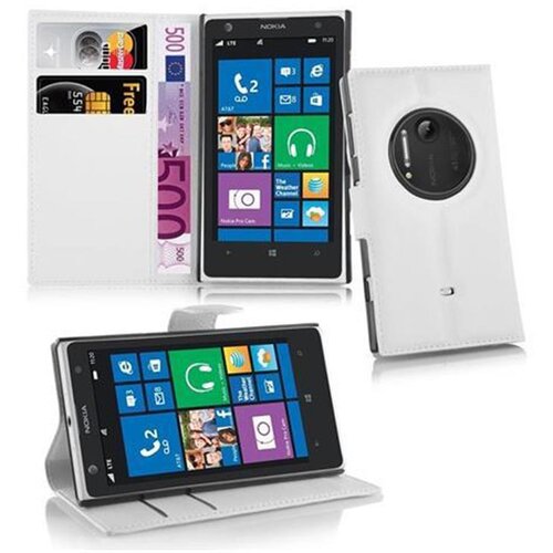 Cadorabo Ohi&scaron;je, združljivo z Nokia Lumia 1020 v snežno bela - Za&scaron;čitni ovitek iz teksturiranega umetnega usnja in žep za kartice, (20552354) Cene