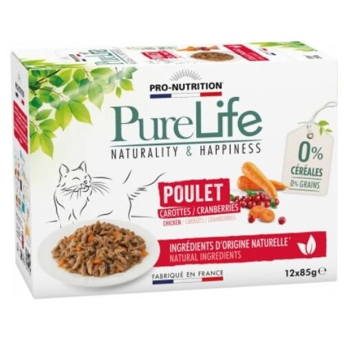 Pro Nutrition pure life cat sos za mačke - piletina, šargarepa i brusnica 12x85g Slike