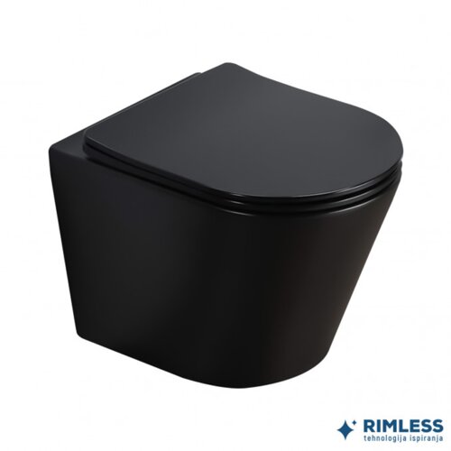 Minotti konzolna WC šolja Pure compact mat crna rimless sa soft close daskom MH300MB Slike