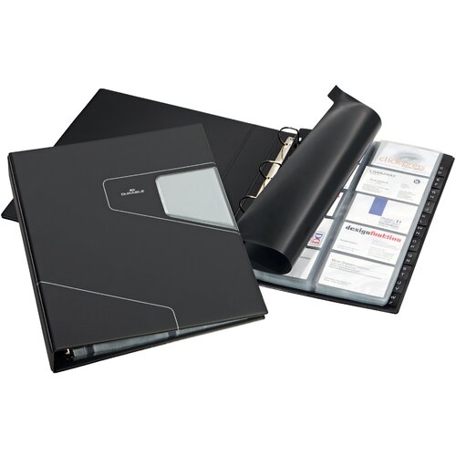 Durable registrator za vizitke z obročem VISIFIX PRO, &amp;scaron;irok, črn, (21652169) Slike